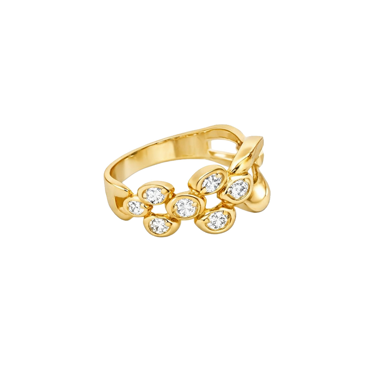 Golden Interlock Bubble Ring