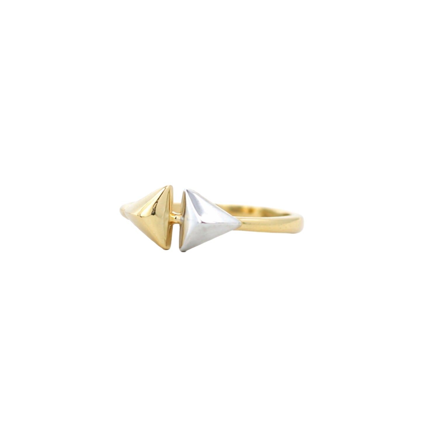 Dual-Tone Angular Split Gold Ring