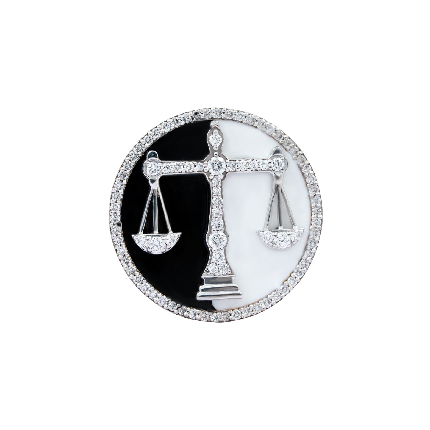 The Counsel Lawyer Diamond Brooch in 925 Silver with Black & White Enamel