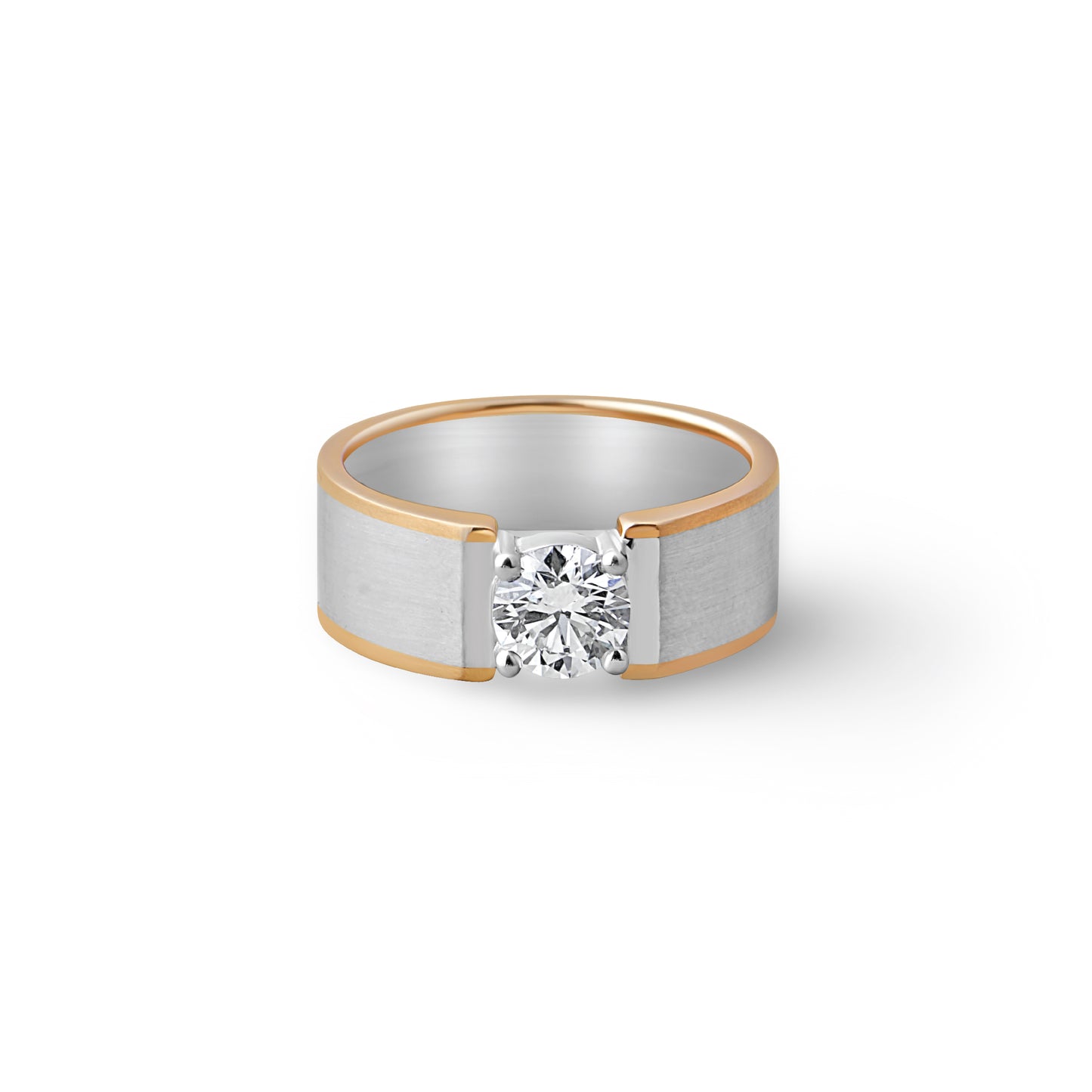 Modern Edged Solitaire Men's Engagement Ring
