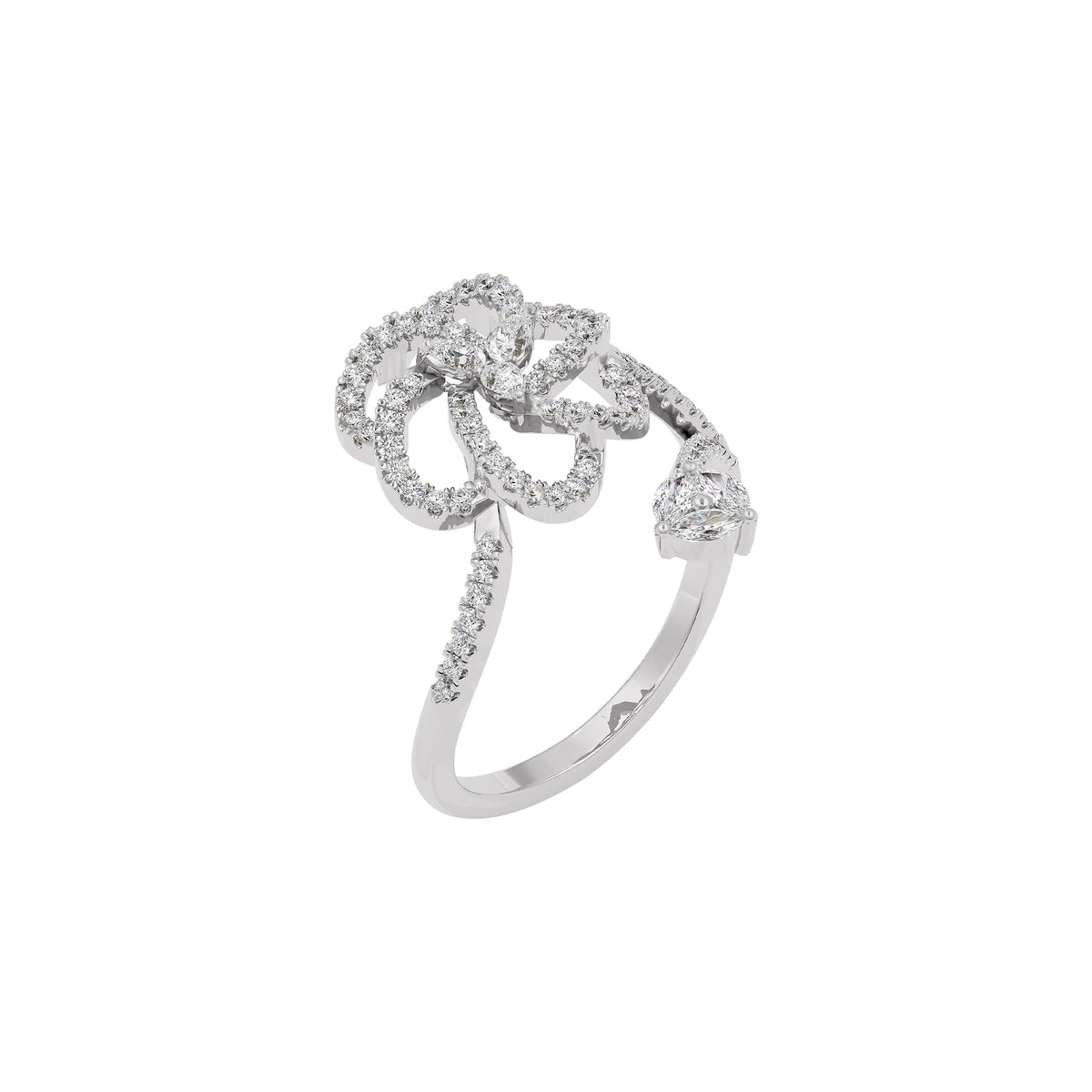 Spiral Twist Diamond Ring 18 KT / White Gold / 22