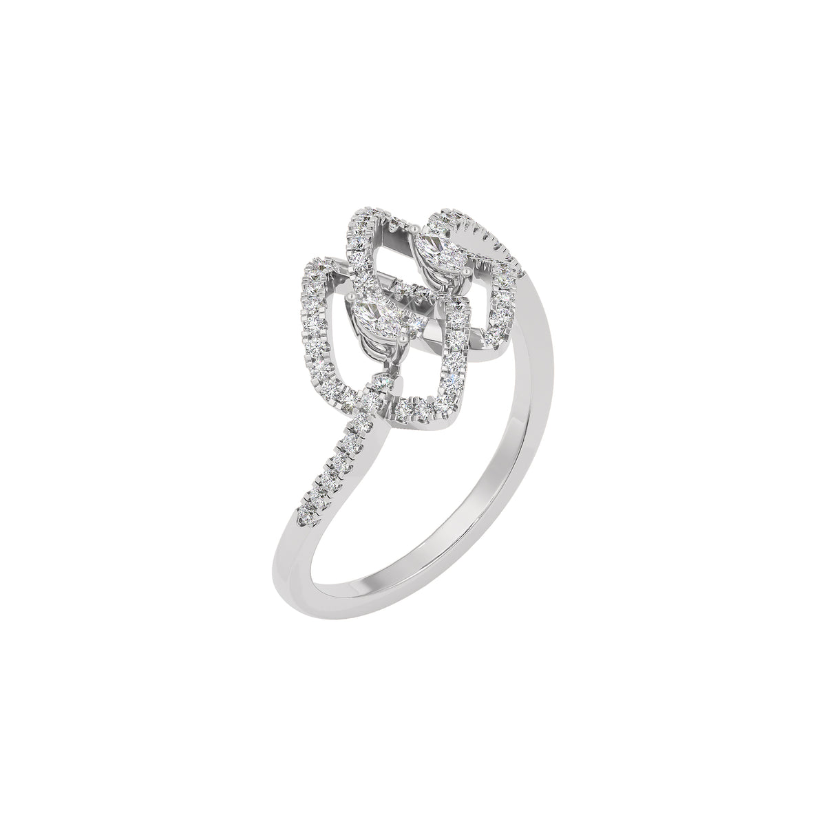 Twin Lustre Diamond Ring 18 KT / White Gold / 22
