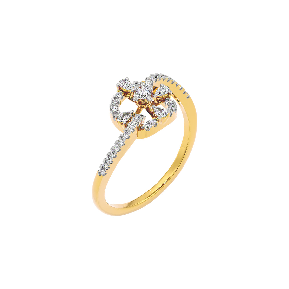 The Bedazzled Wheel Diamond Ring 18 KT / Yellow Gold / 22