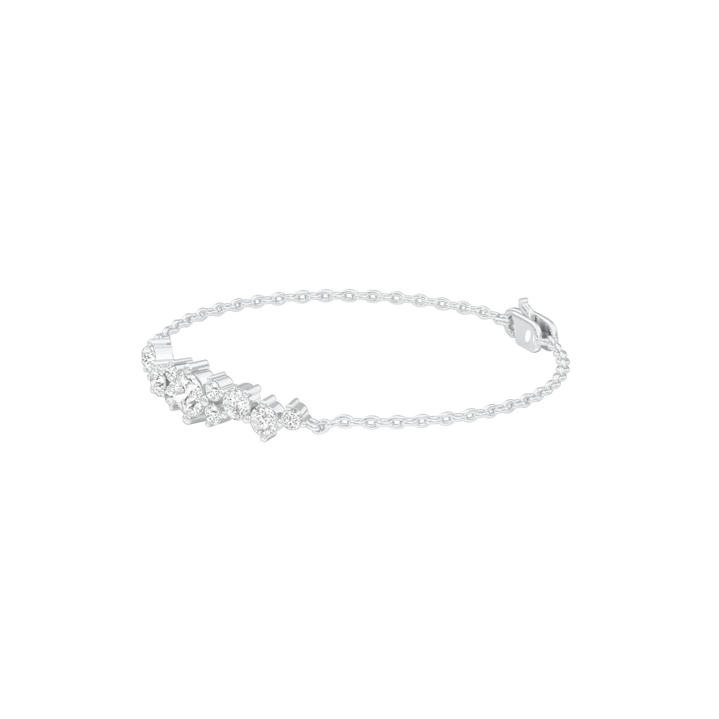 Multi-Cut Brilliant Diamond Chain Bracelet 18 KT / White Gold