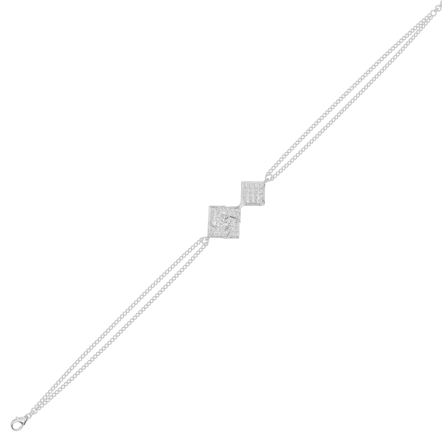 Jaali Filigree Diamond Chain Bracelet 18 KT / White Gold