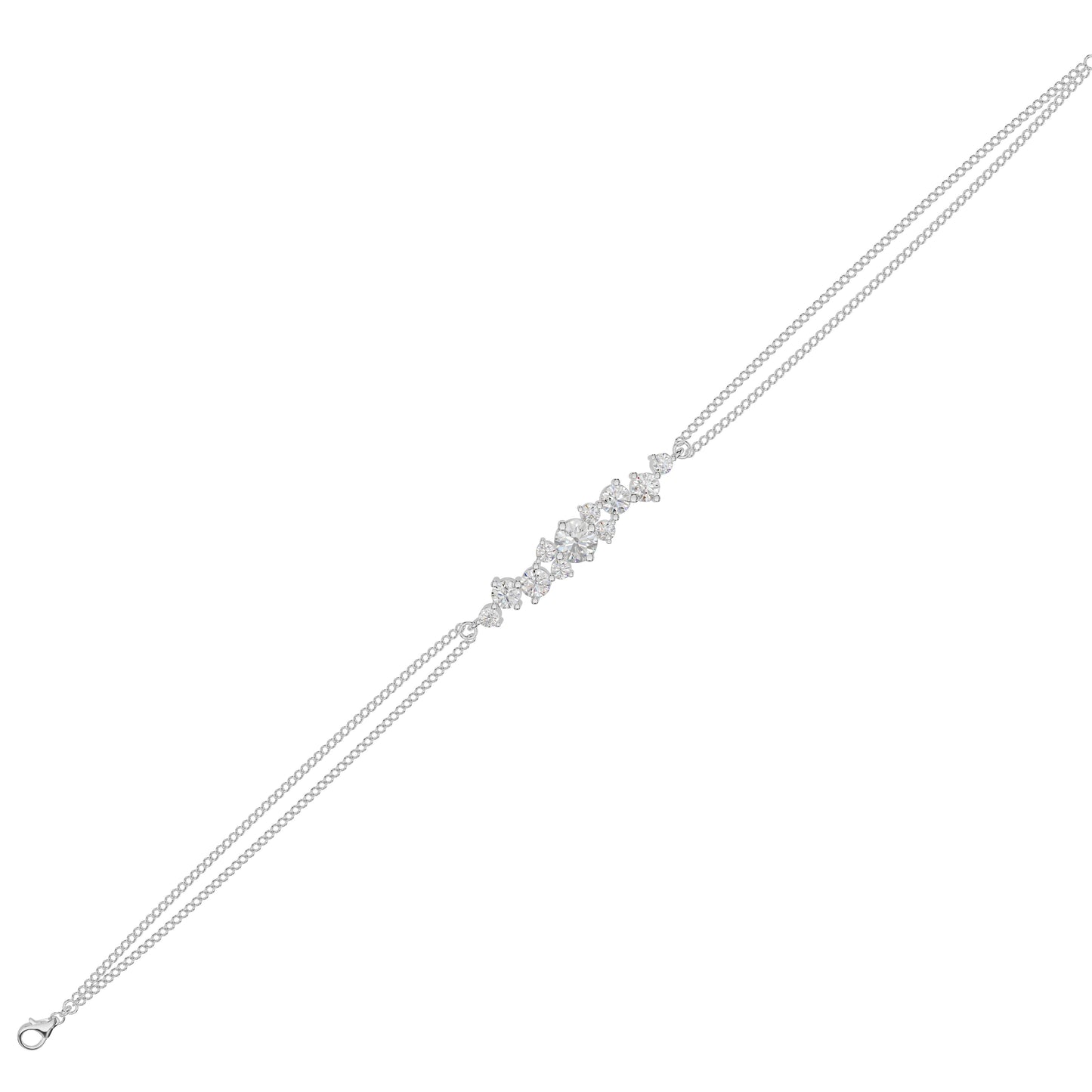 Multi-Cut Brilliant Diamond Chain Bracelet 18 KT / White Gold