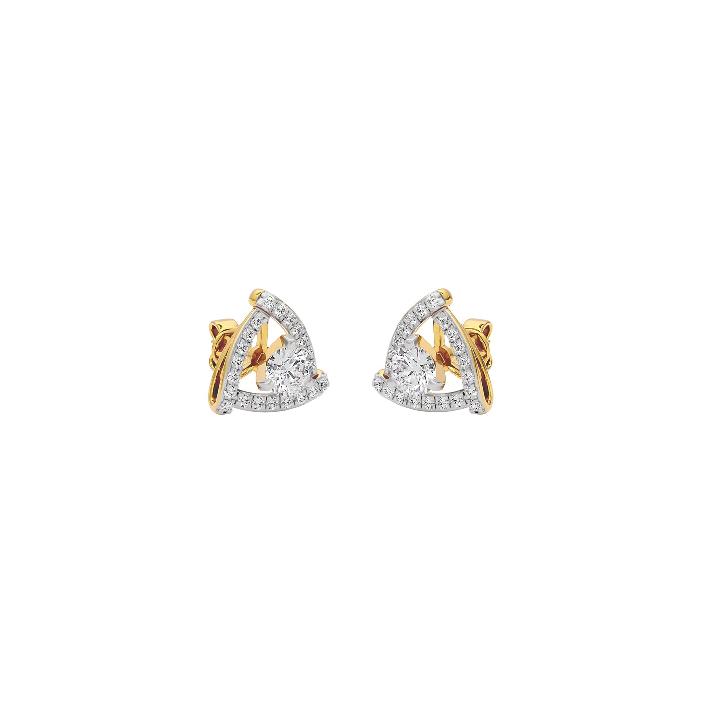 Triangular Trellis Diamond Earrings 18 KT / Yellow Gold