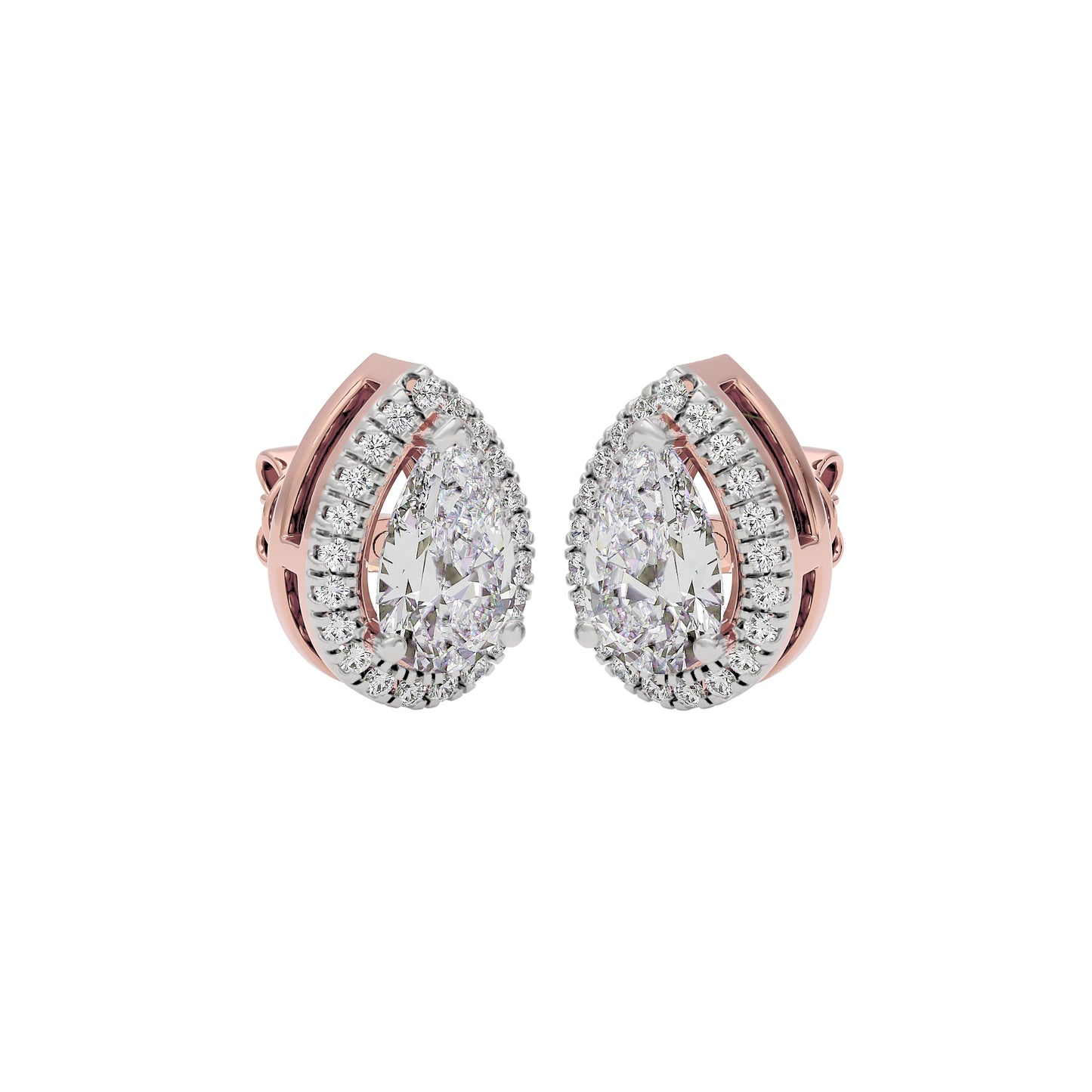 Luxe Muse Pear Halo Stud Earrings