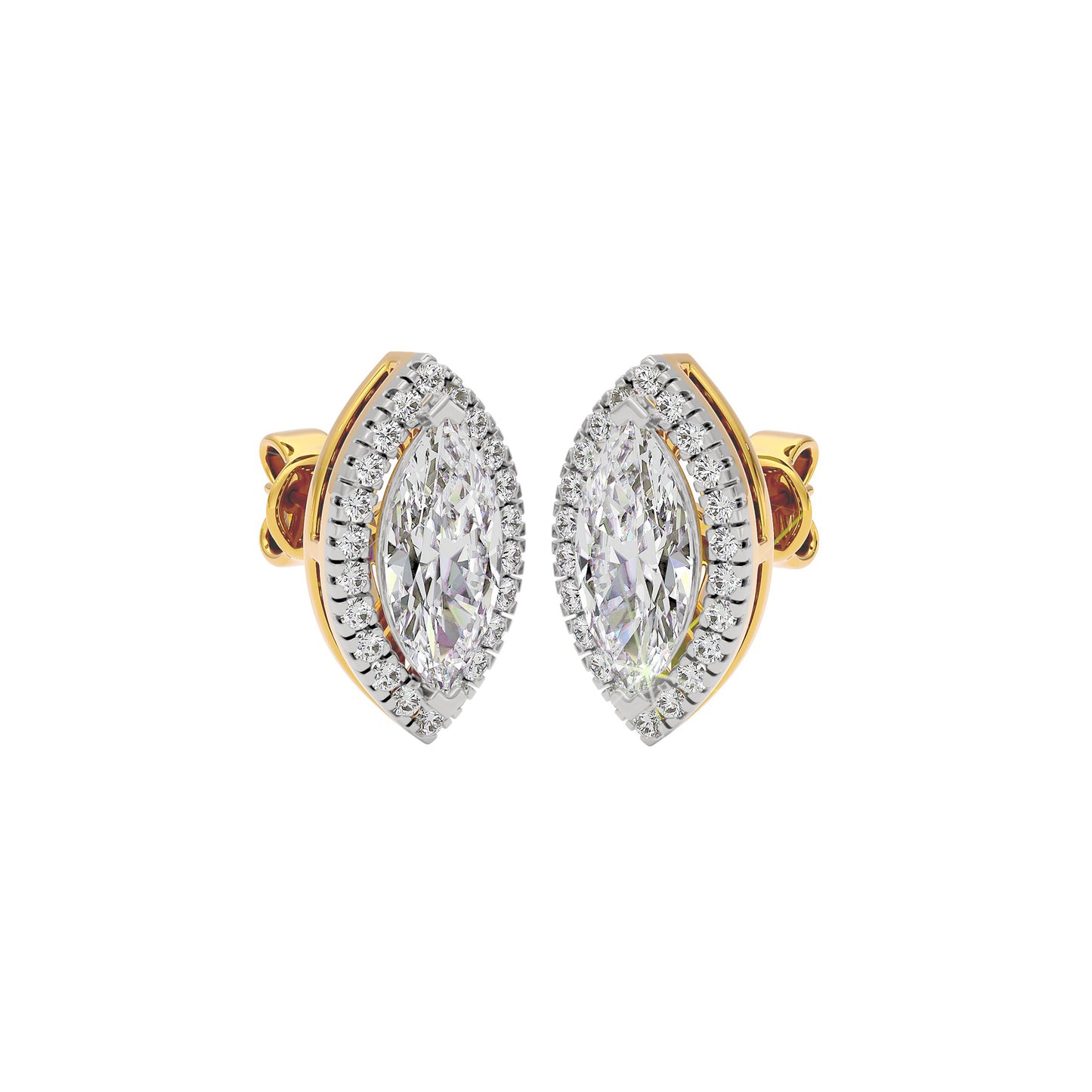 Linear Marquise Halo Stud Earrings
