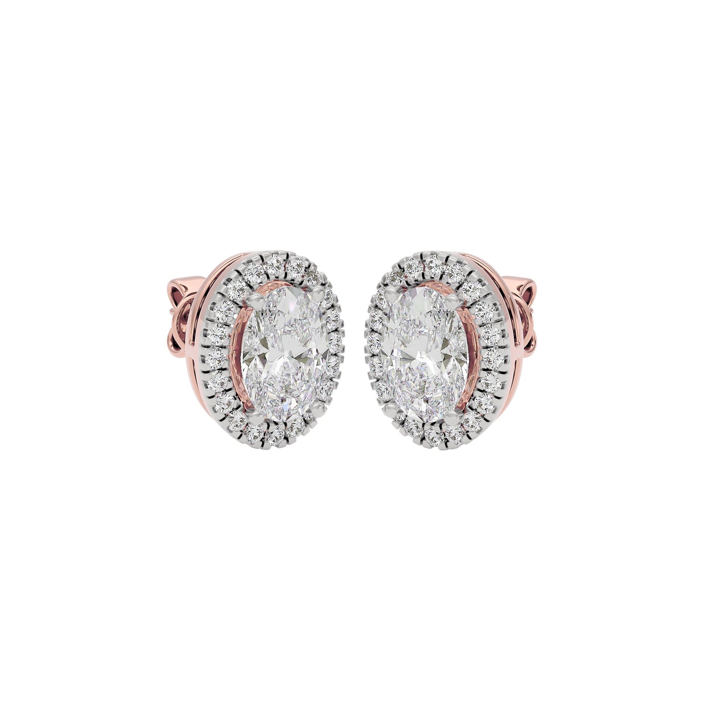 Eclipse Glow Oval Halo Stud Earrings