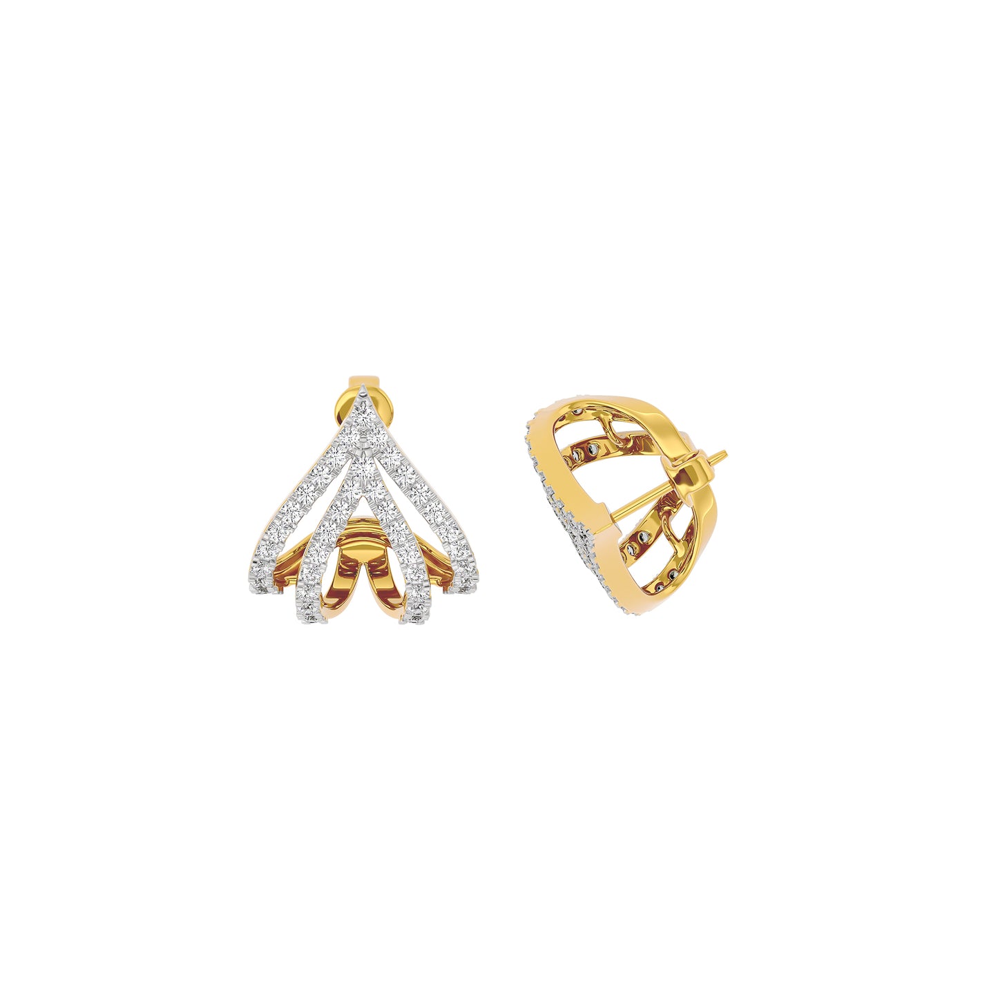 Arrow Edge Diamond Bali Earrings