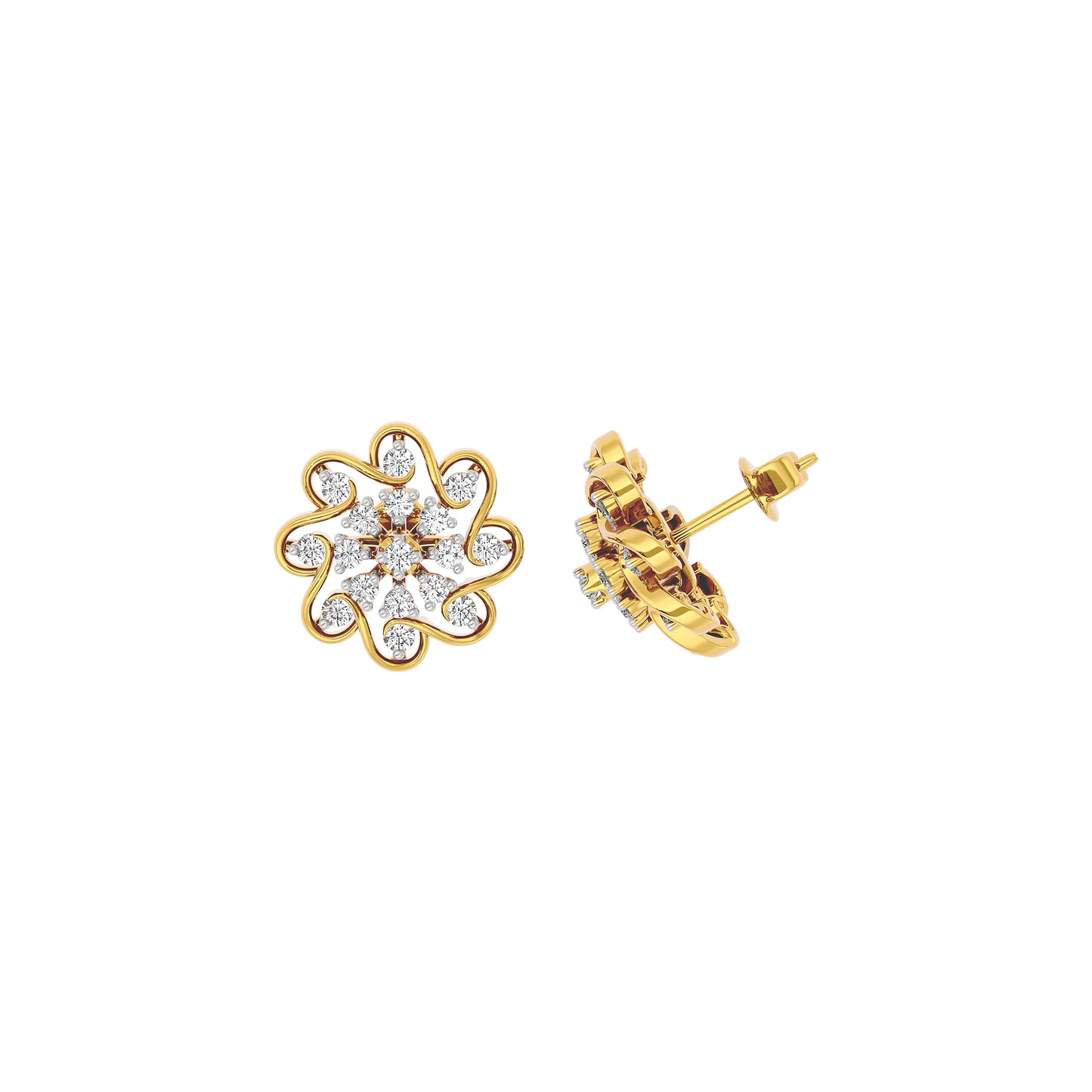 Diamond Crescent Earring 18 KT / Yellow Gold