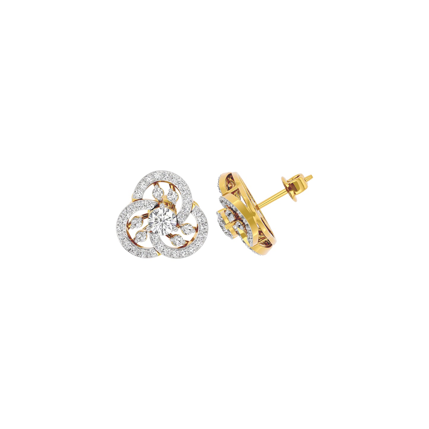Diamond Orchid Earring 18 KT / Yellow Gold