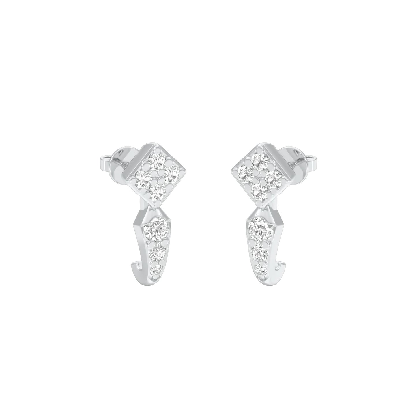 Crystal Pull Diamond Earrings 18 KT / White Gold