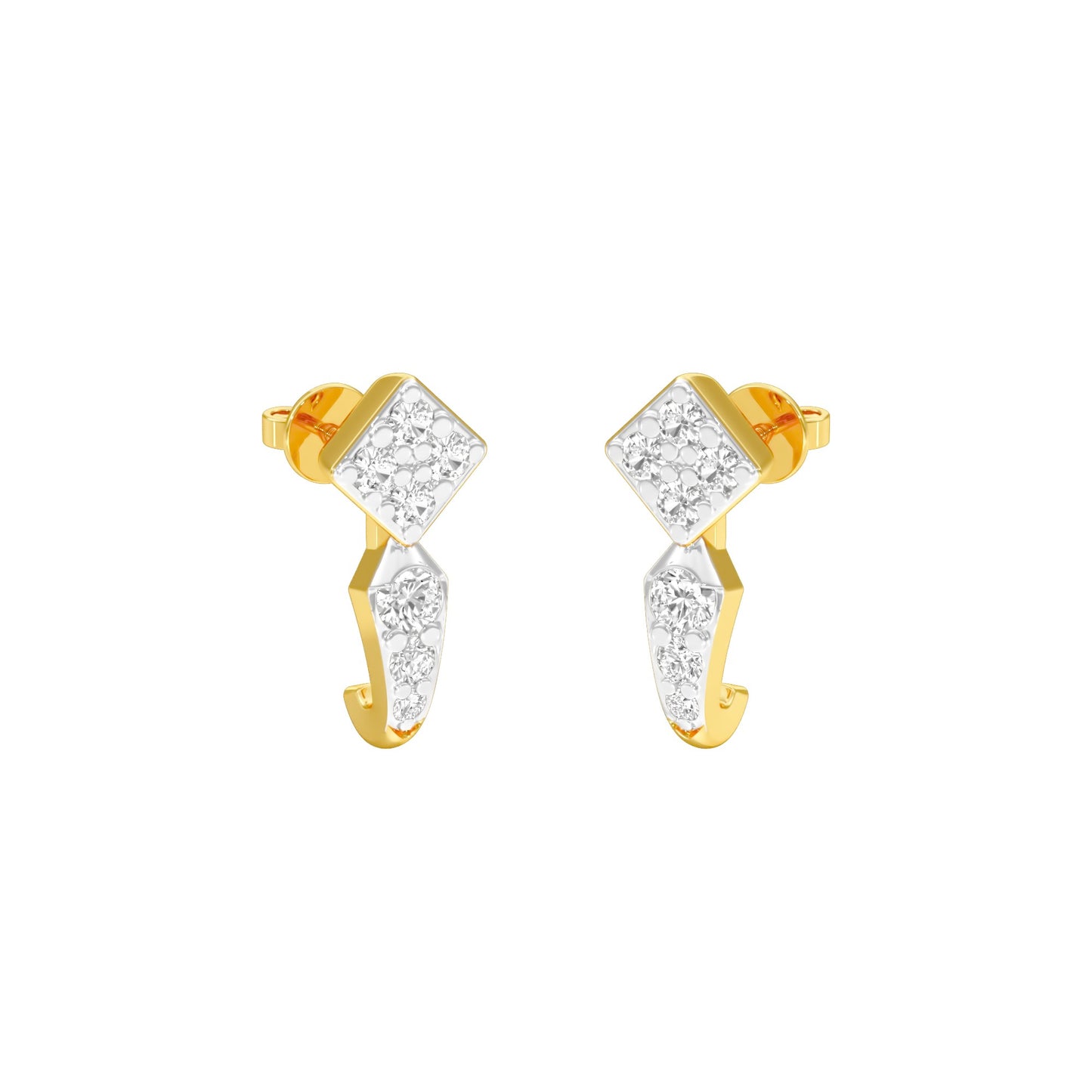 Crystal Pull Diamond Earrings 18 KT / Yellow Gold