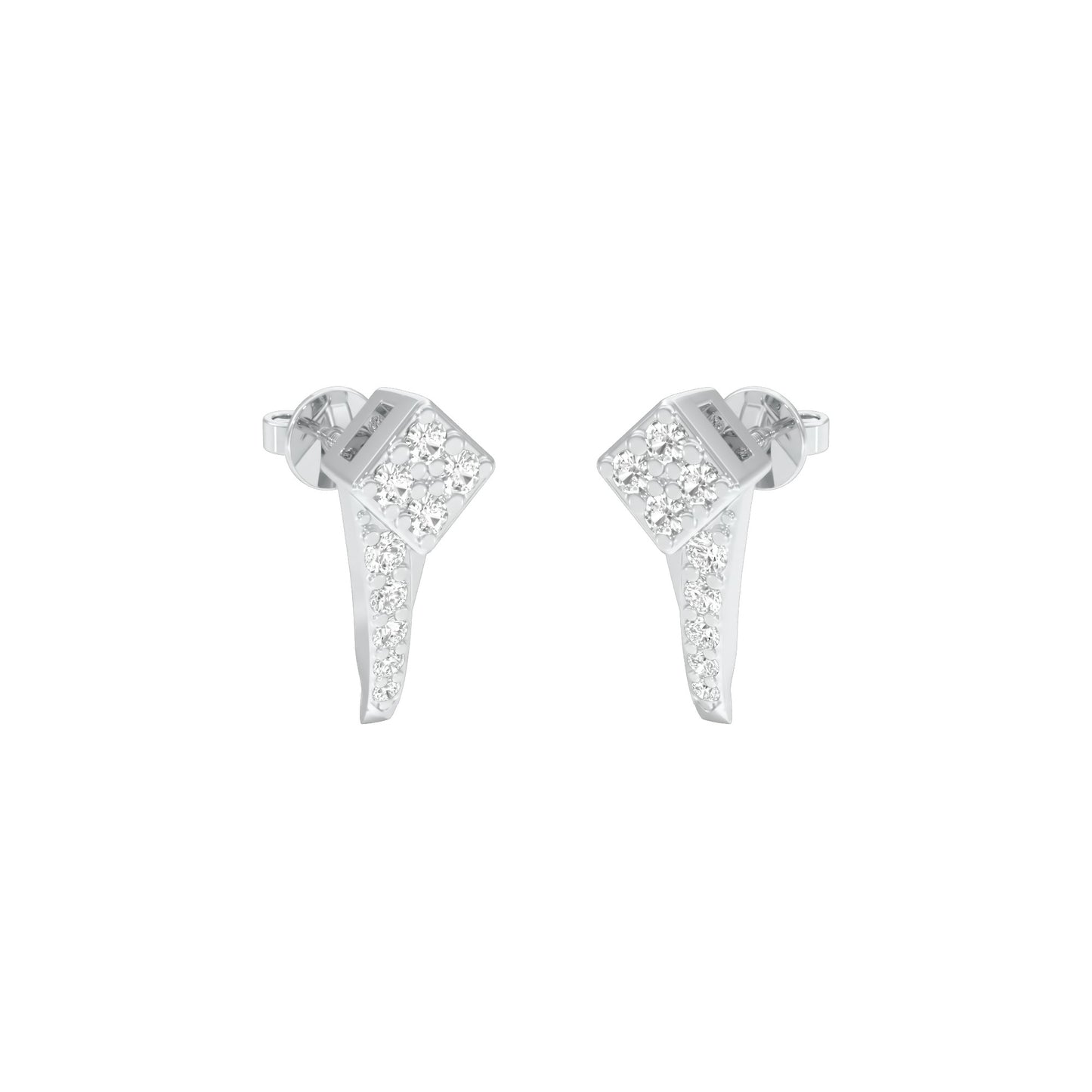 Side Bling Diamond Earrings 18 KT / White Gold