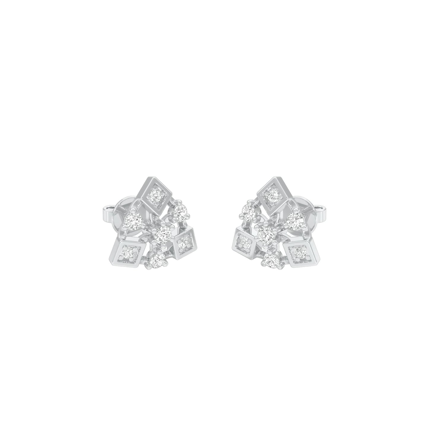 Tri-Glamour Diamond Earrings 18 KT / White Gold