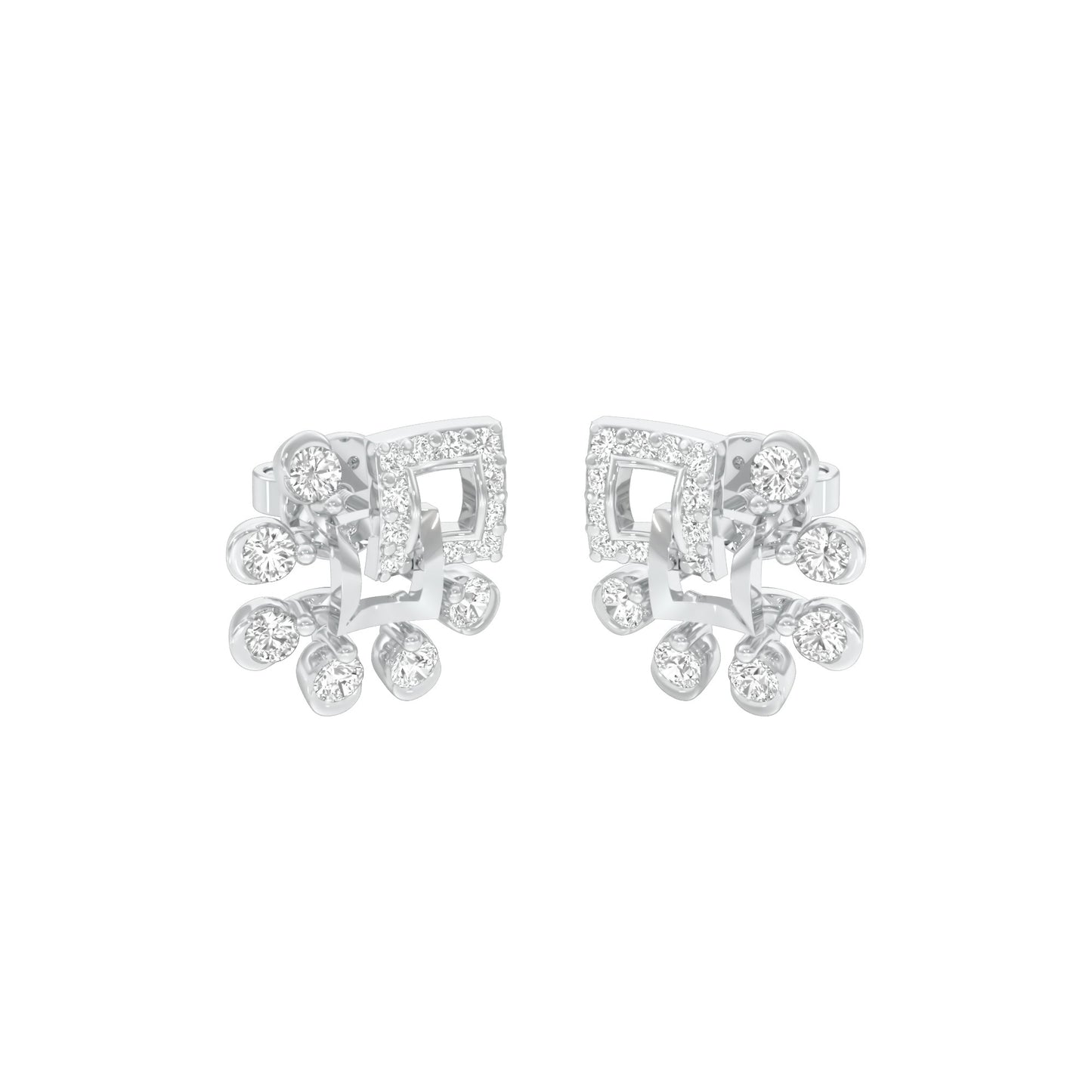 Floral Dip Diamond Earrings 18 KT / White Gold