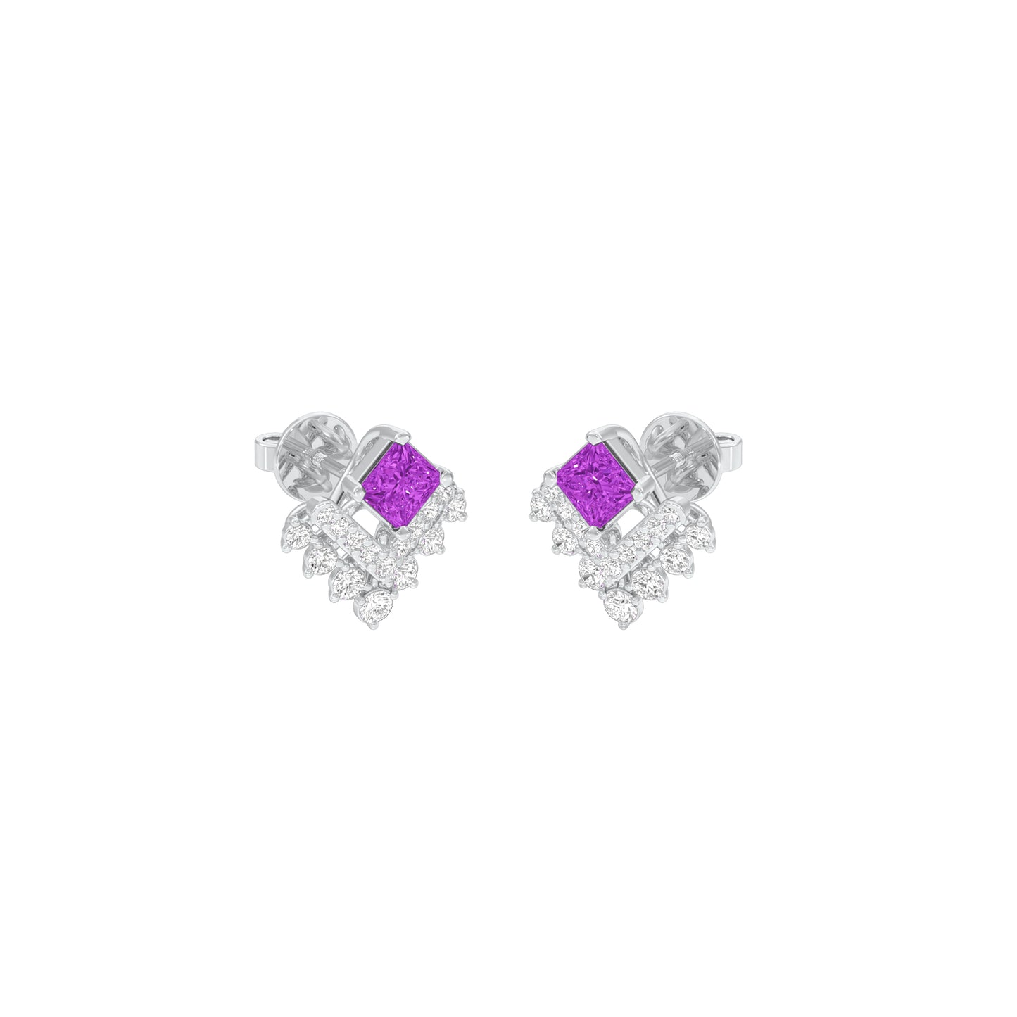 Delicate Border Diamond Earrings 9 KT / White Gold