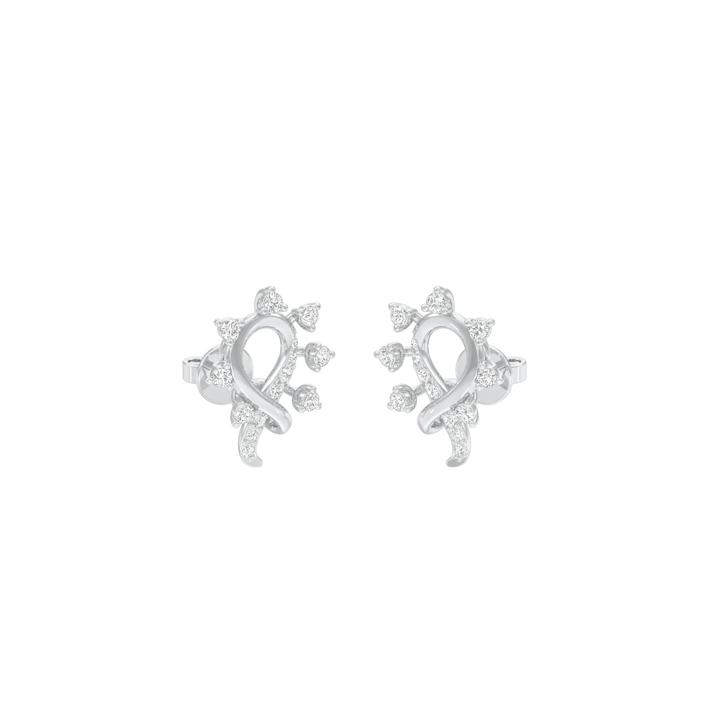 Curve Motif Diamond Earrings 18 KT / White Gold