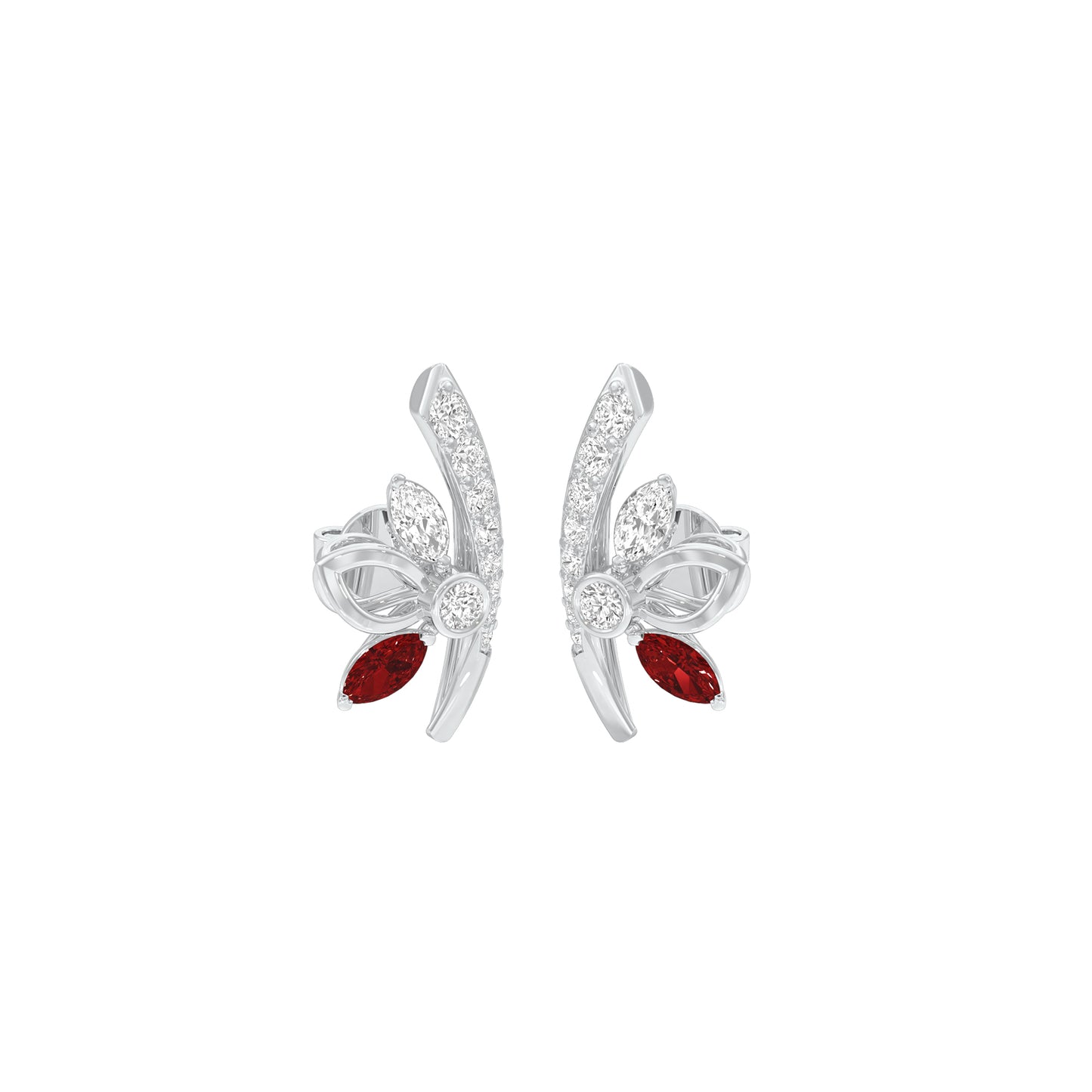 Crimson Leaf Diamond Earrings 9 KT / White Gold