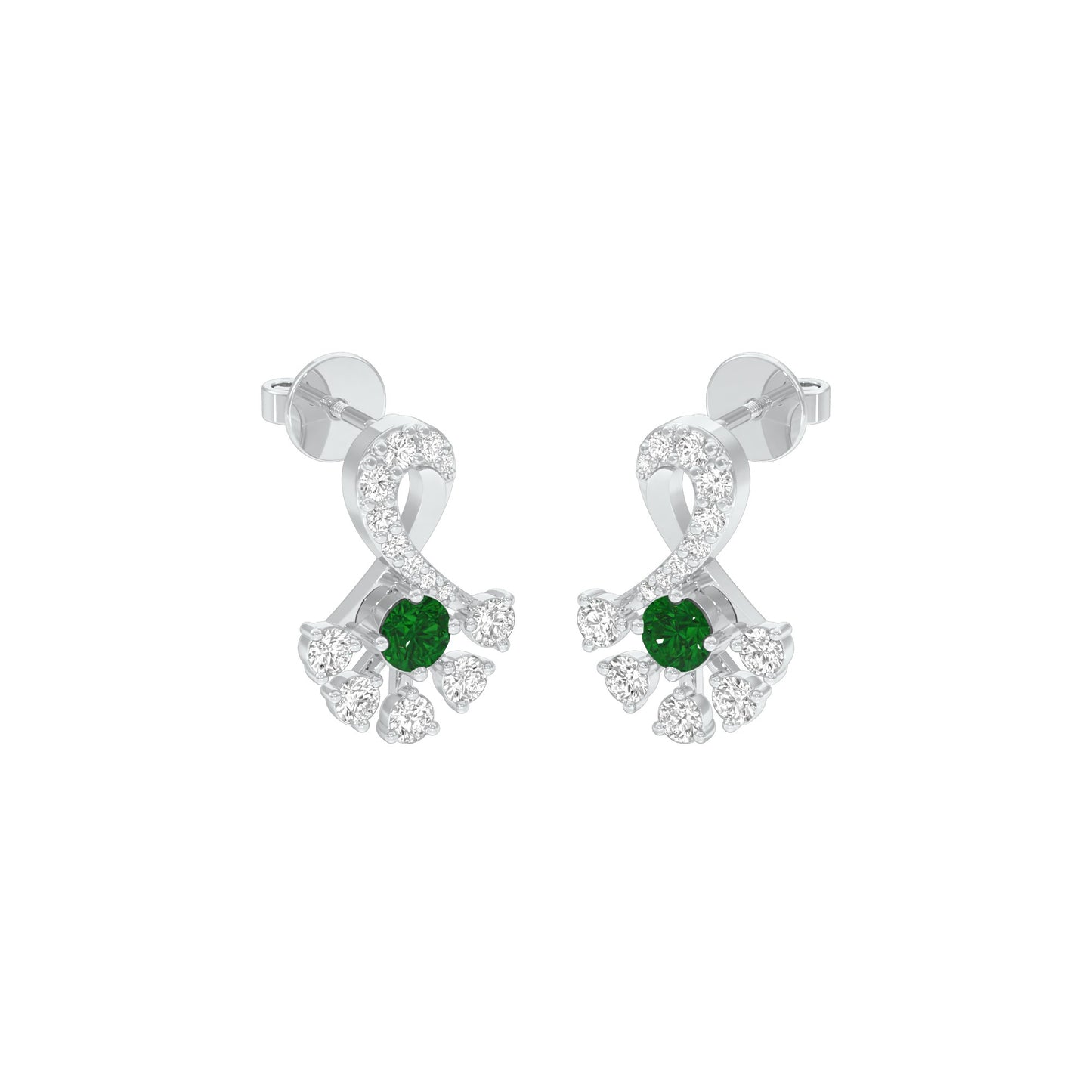 Sparkle Botanics Diamond Earrings 9 KT / White Gold