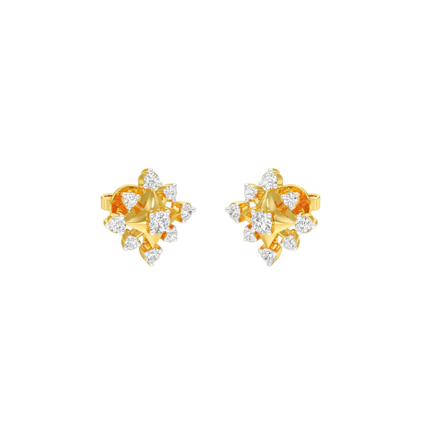 Radiant Quad Diamond Earrings 18 KT / Yellow Gold