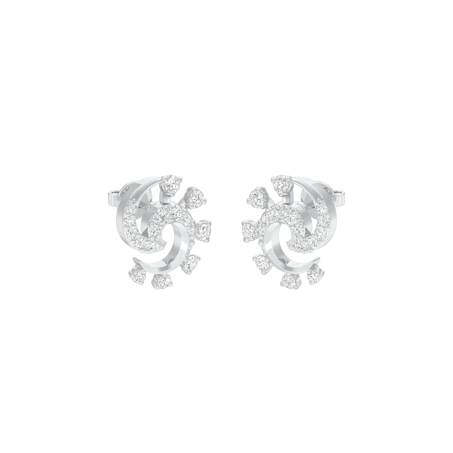 Elliptical Diamond Earrings 18 KT / White Gold