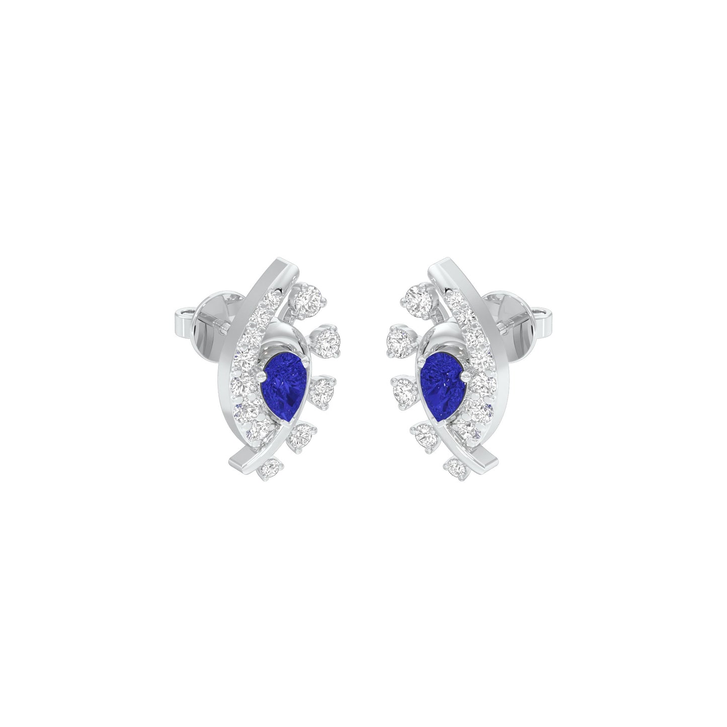 Blue Curve Diamond Earrings 9 KT / White Gold
