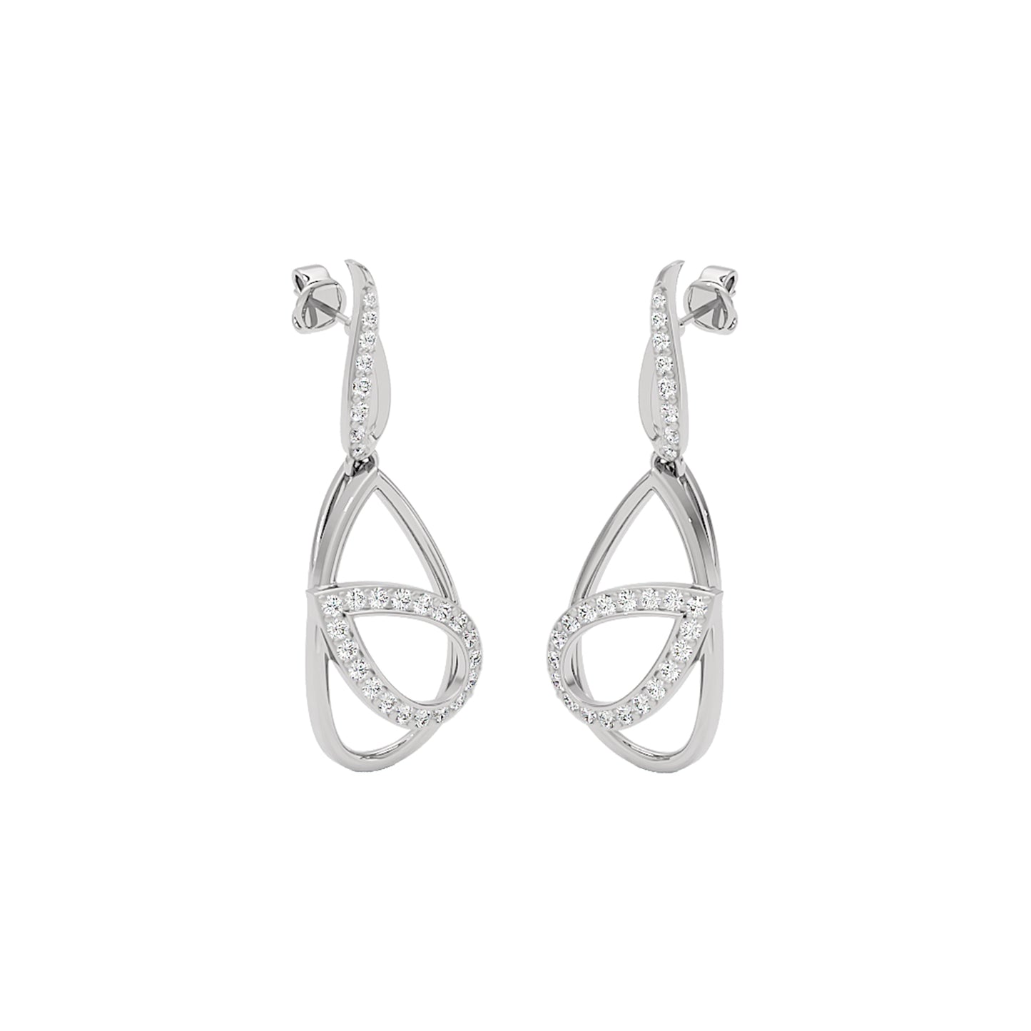 Golden Loop Fashion Diamond Dangler Earrings 18 KT / White Gold