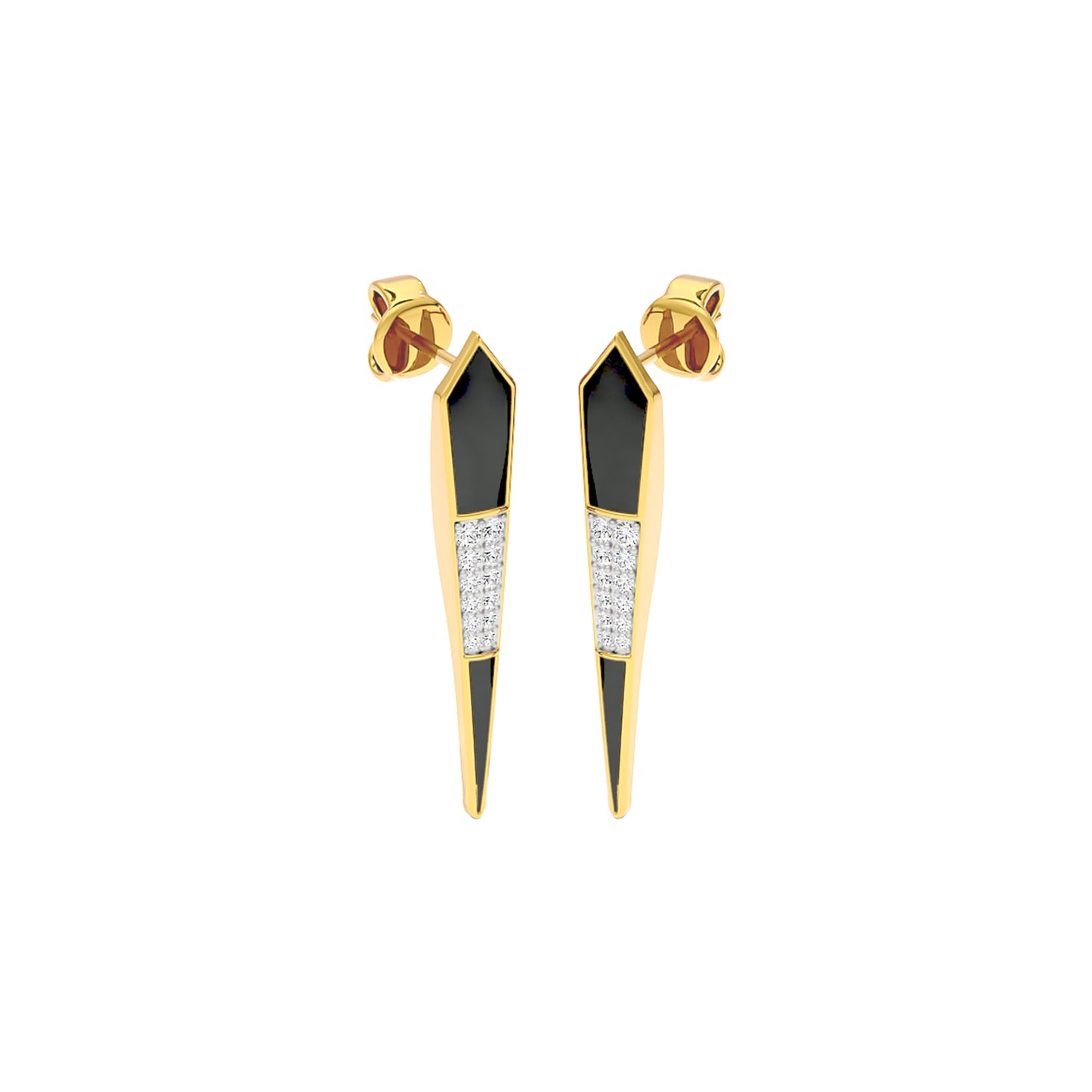 Black Dash Fashion Diamond Dangler Earrings 18 KT / Yellow Gold