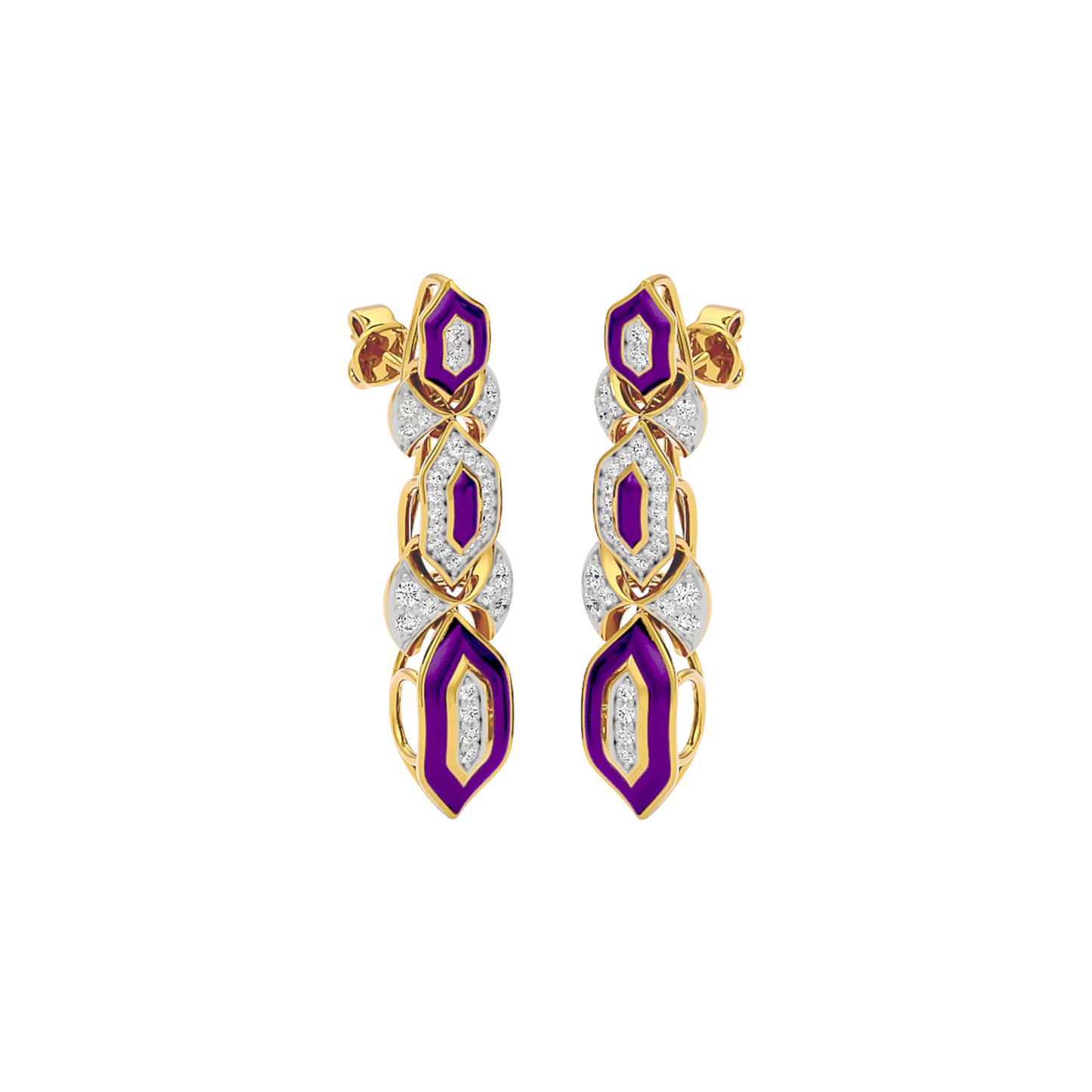 Chic Merlot Fashion Diamond Dangler Earrings 18 KT / Yellow Gold