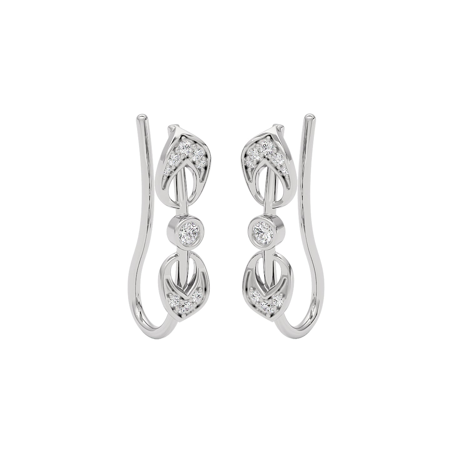 Brilliant Swirl Fashion Diamond Hoop Earrings 18 KT / White Gold
