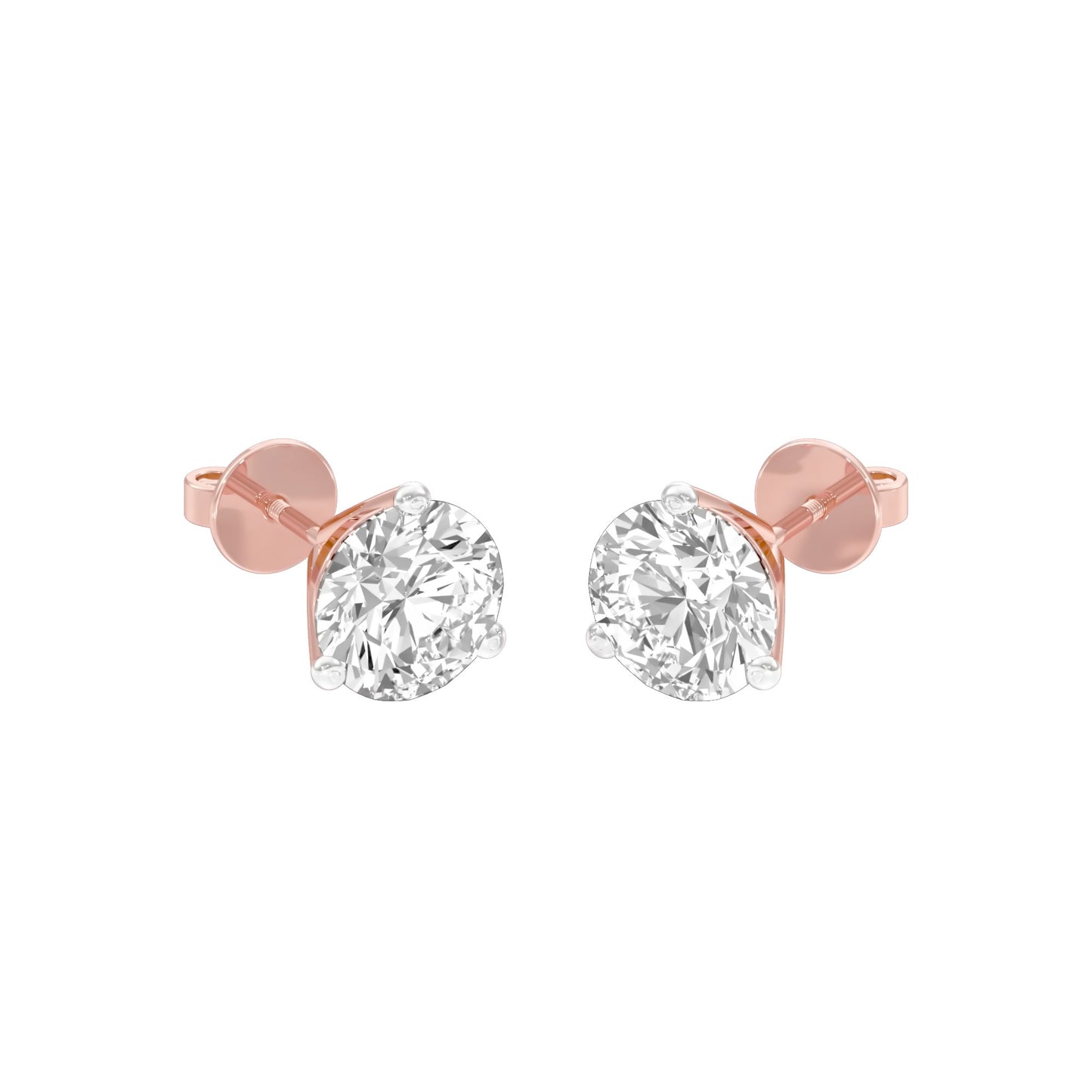 Ideal Round Diamond Stud Earrings 18 KT / Rose Gold