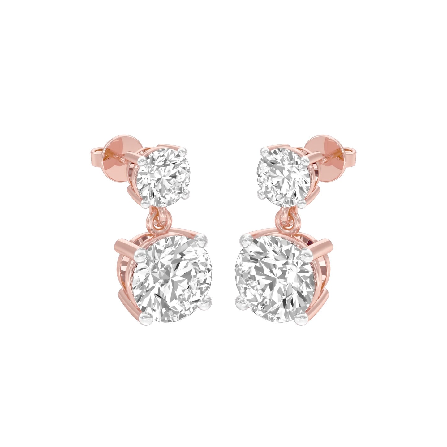 Twin Round Dimaond Stud Earrings 18 KT / Rose Gold