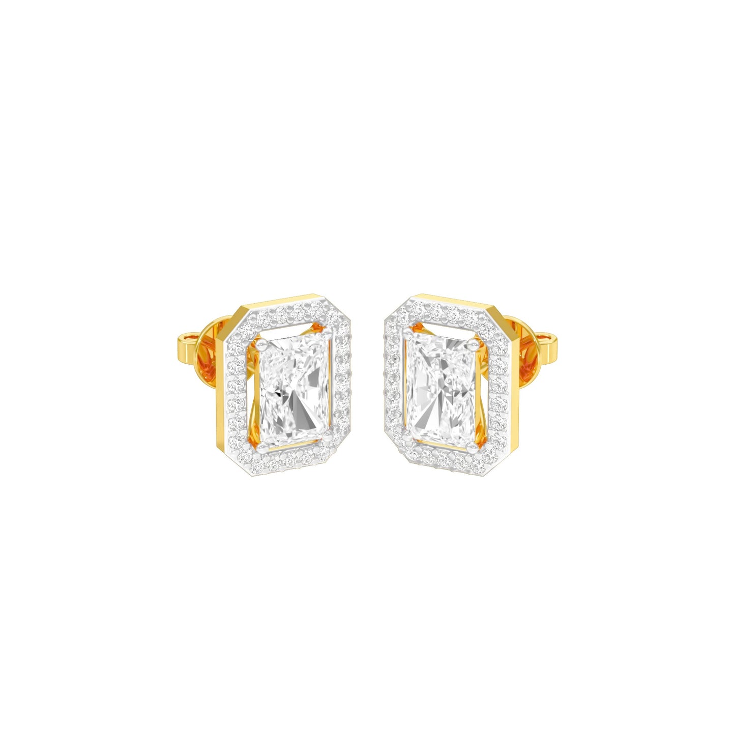 Emerald Window Diamond Stud Earrings