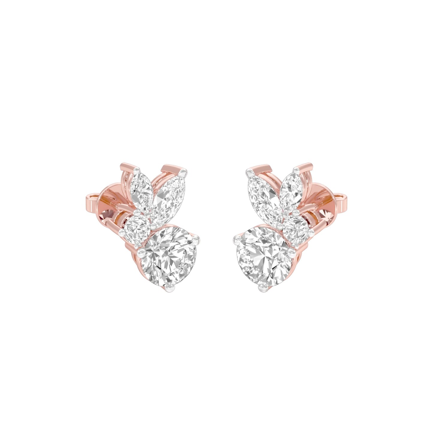 The Intercept Diamond Stud Earrings 18 KT / Rose Gold