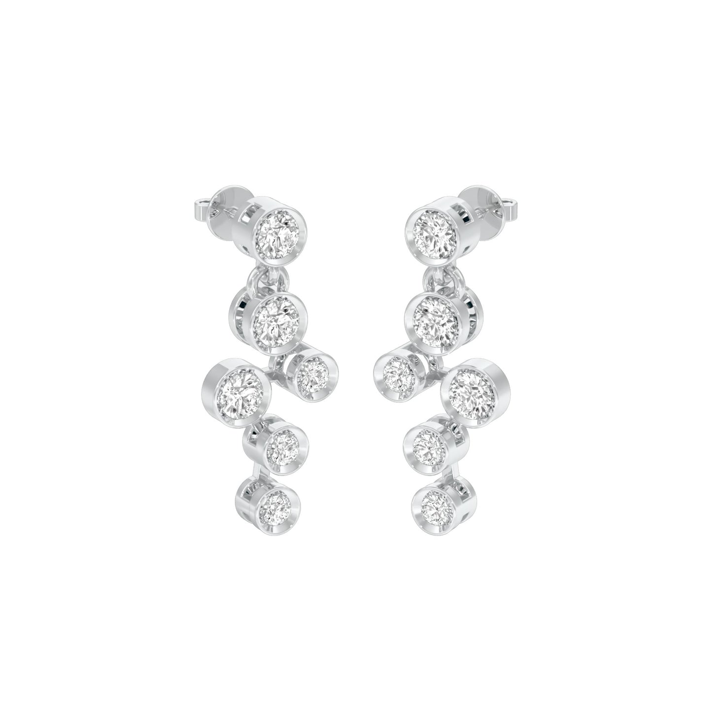 Dots in Motion Diamond Drop Earrings 18 KT / White Gold