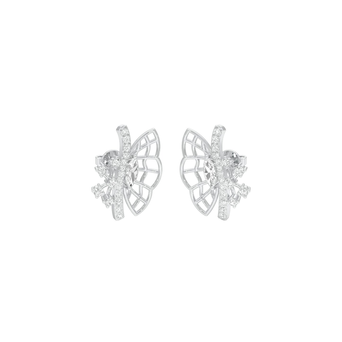 Flying Wings Diamond Stud Earrings 18 KT / White Gold