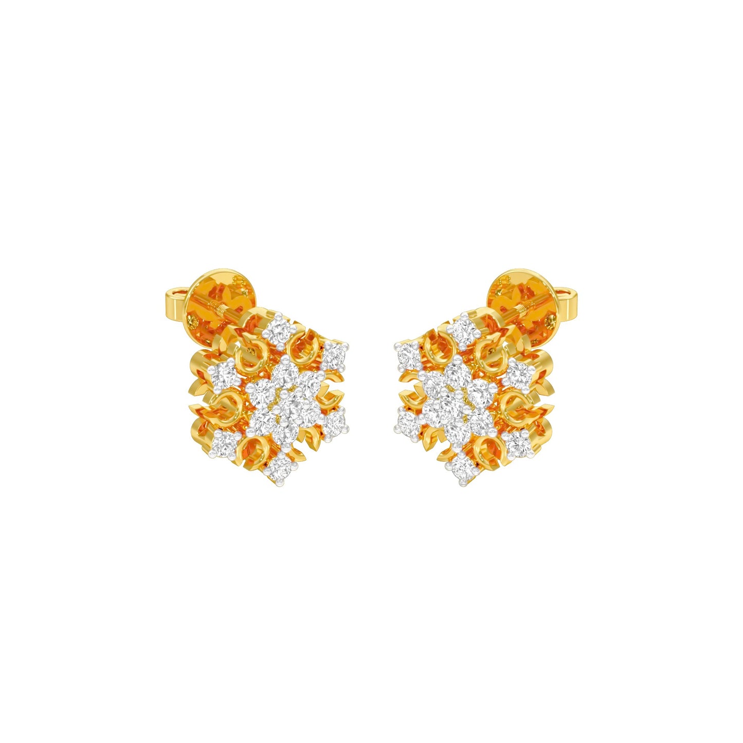 Celeste Bloom Diamond Stud Earrings 18 KT / Yellow Gold