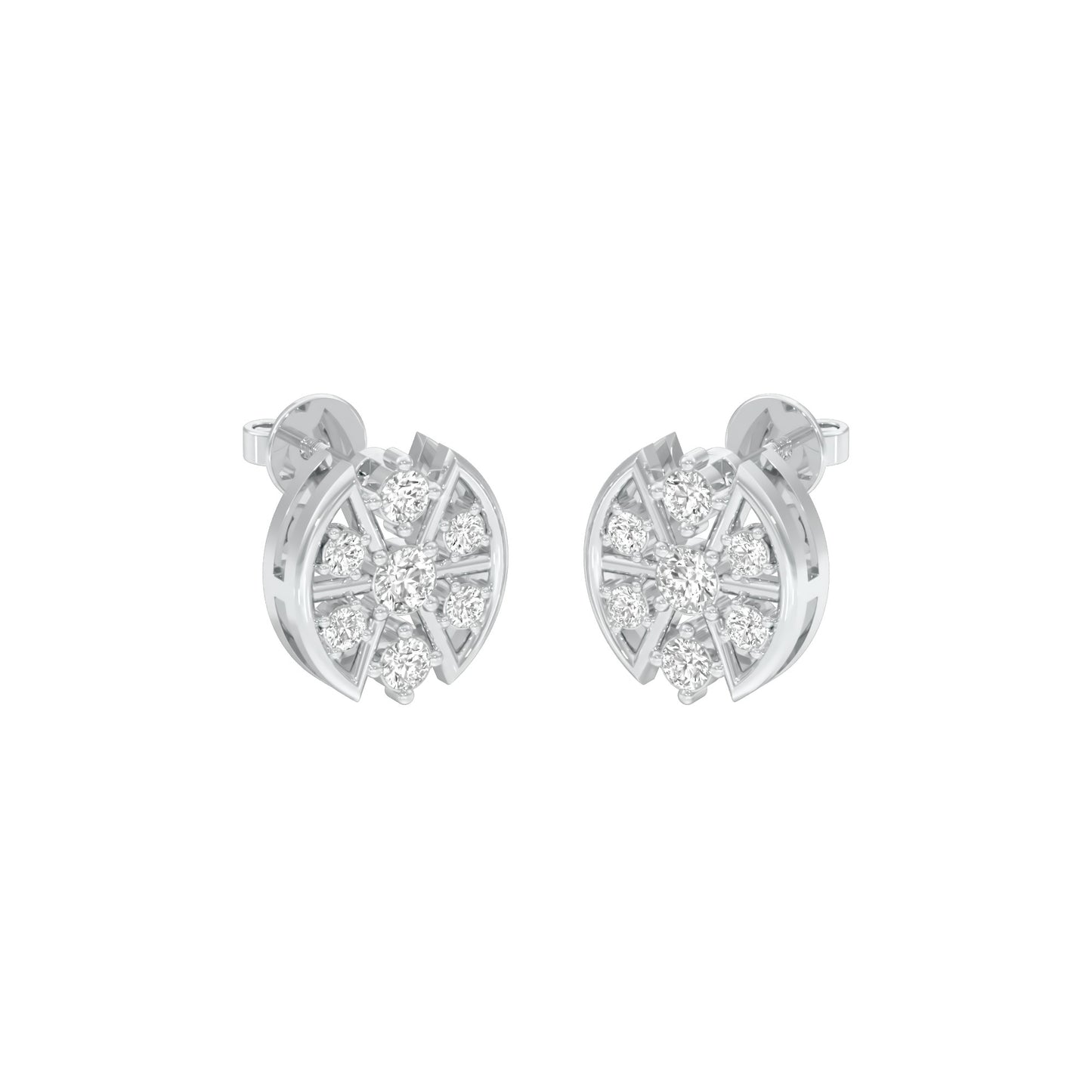 Cut Geometry Diamond Stud Earrings 18 KT / White Gold