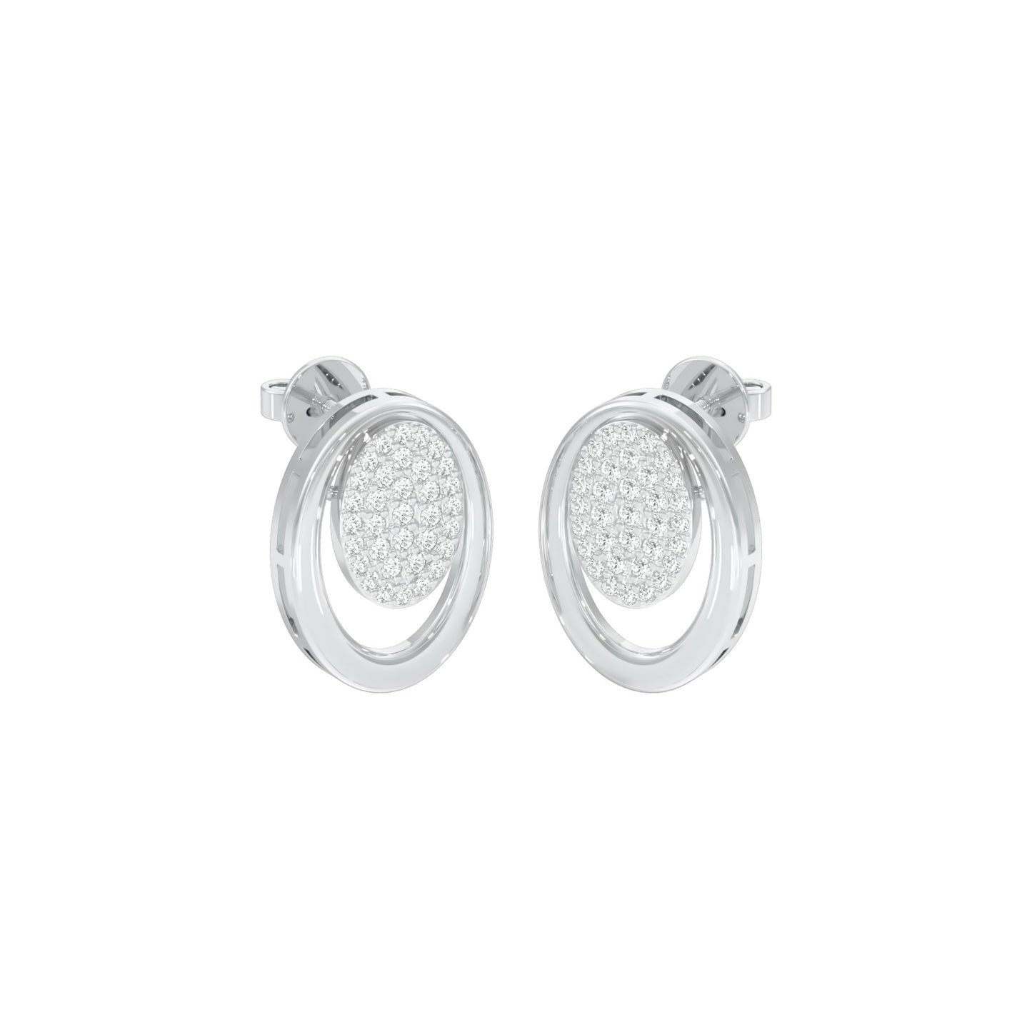 Ripple Light Diamond Stud Earrings 18 KT / White Gold