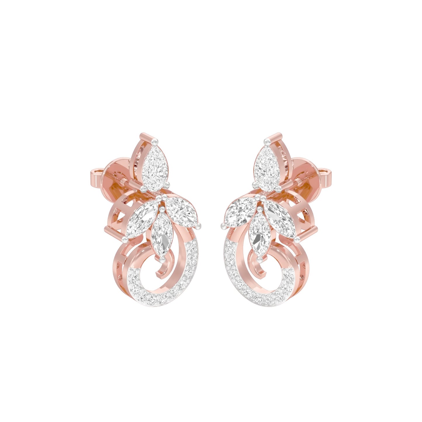 Tapered Curl Diamond Stud Earrings 18 KT / Rose Gold