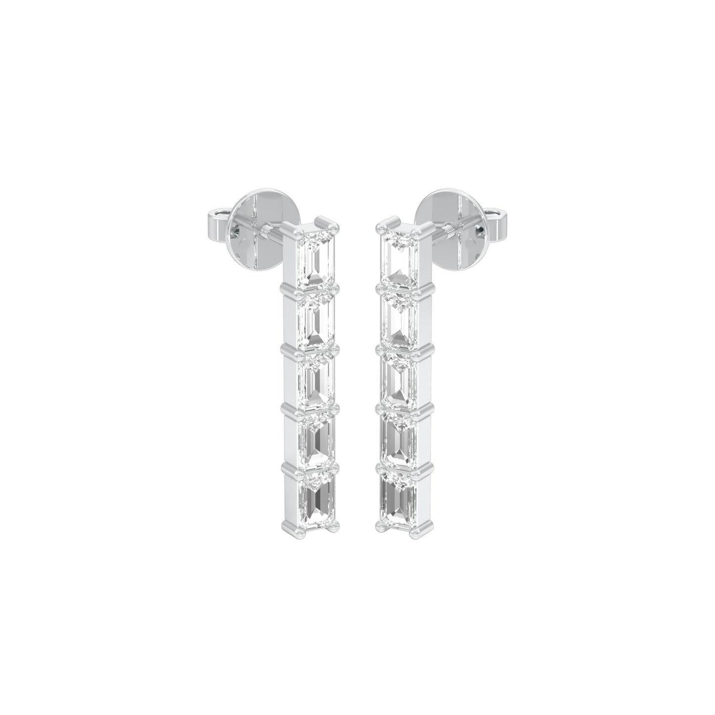 Streamlined Diamond Stud Earrings 18 KT / White Gold