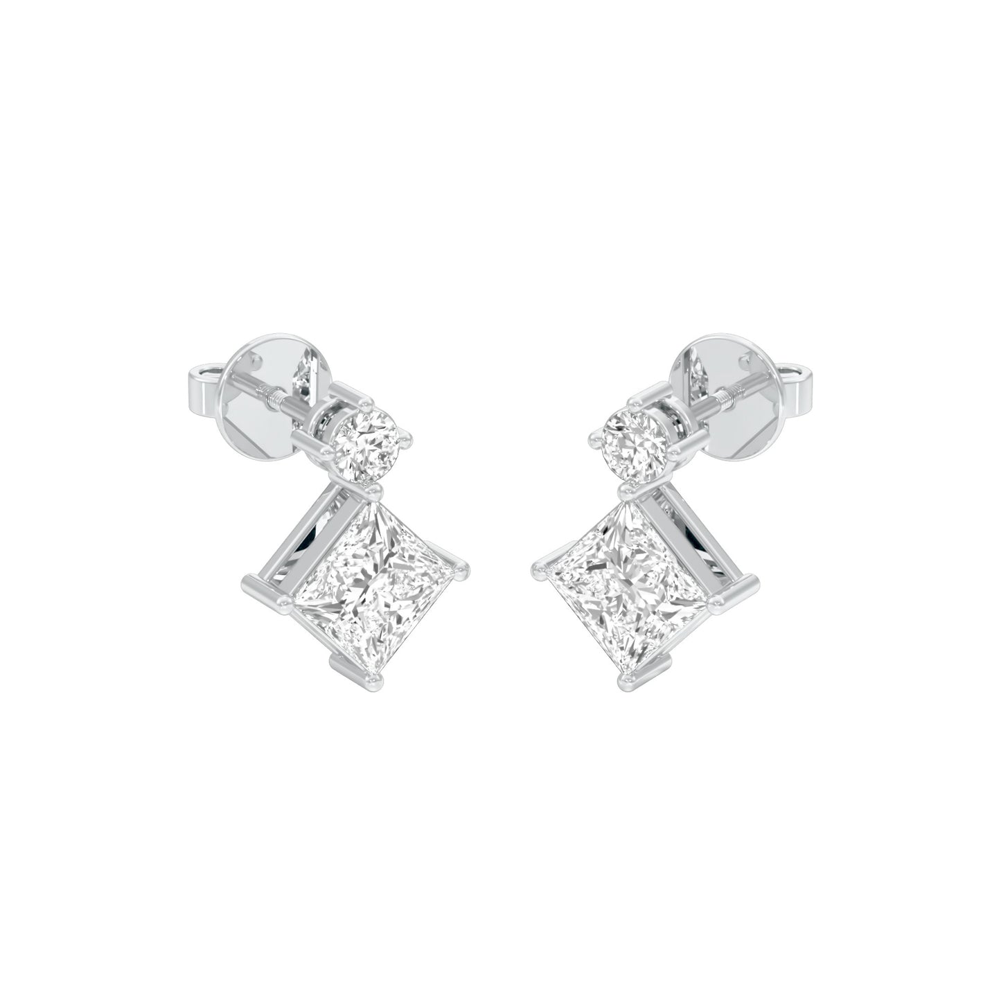Lit Facet Diamond Drop Earrings 18 KT / White Gold