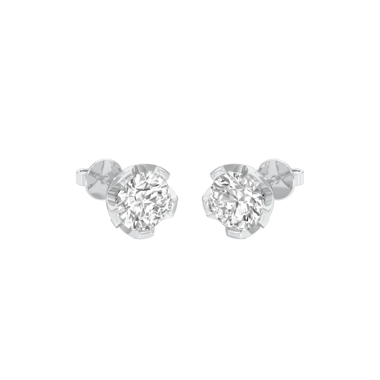 GoldBloom Diamond Stud Earrings 18 KT / White Gold