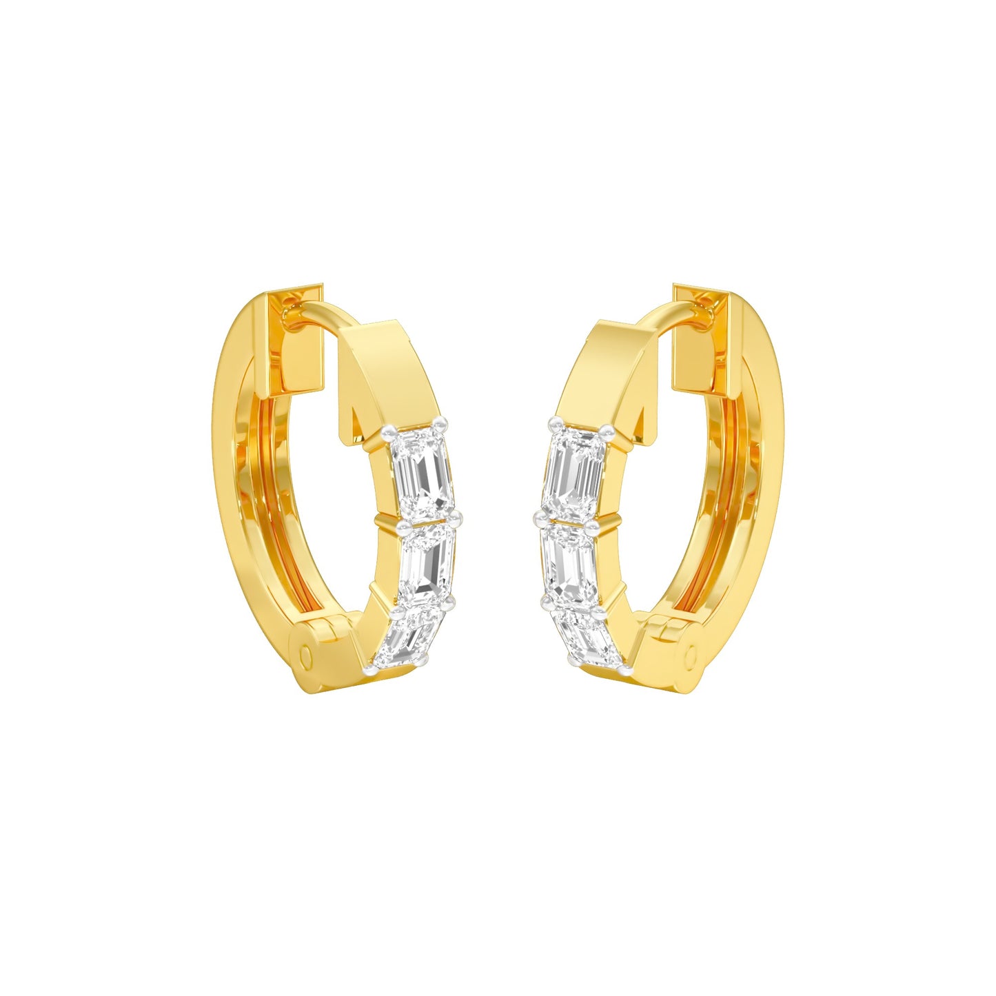 Squared One Diamond Bali Earrings 18 KT / Yellow Gold