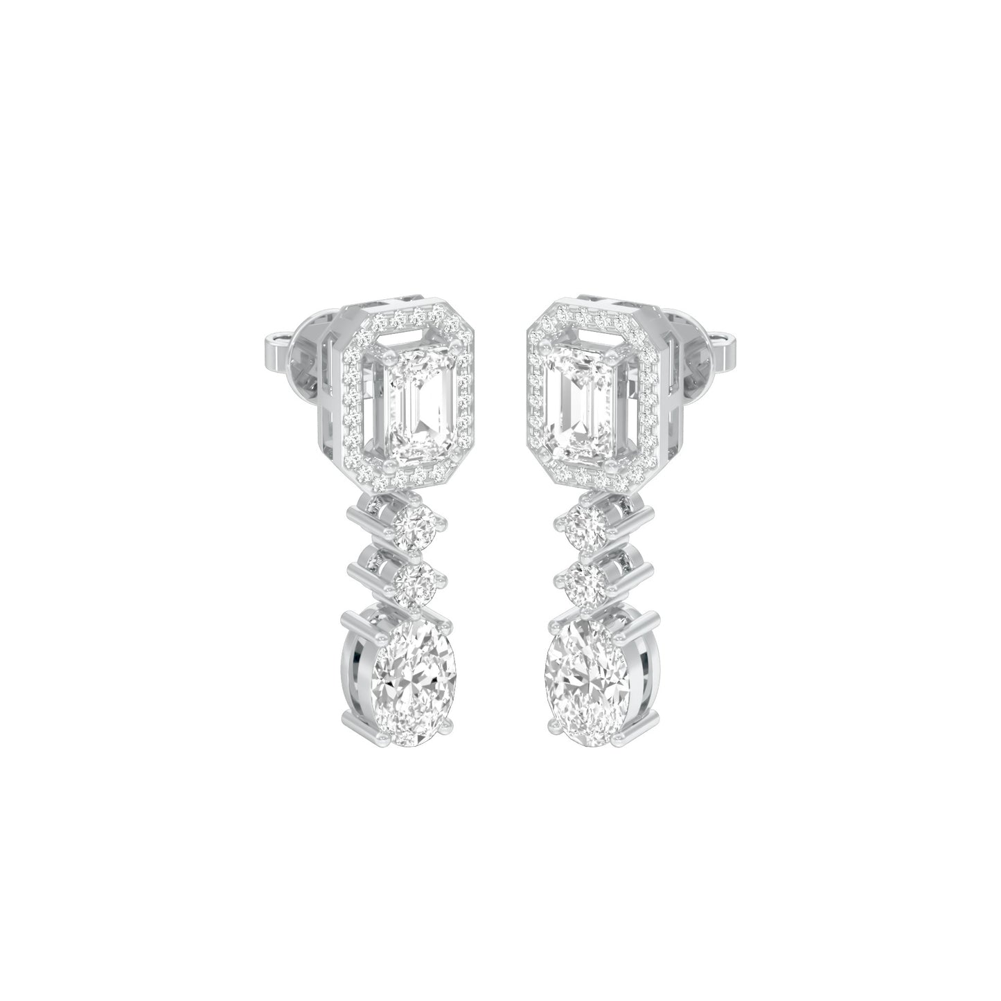 Glacier Block Diamond Drop Earrings 18 KT / White Gold