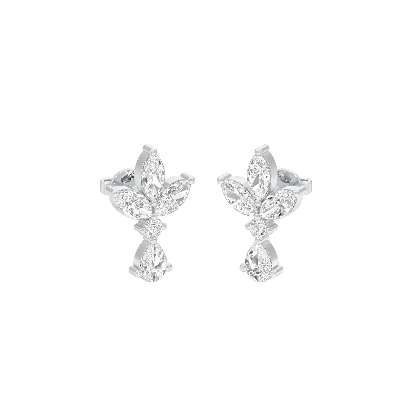 Triform Spark Diamond Drop Earrings 18 KT / White Gold