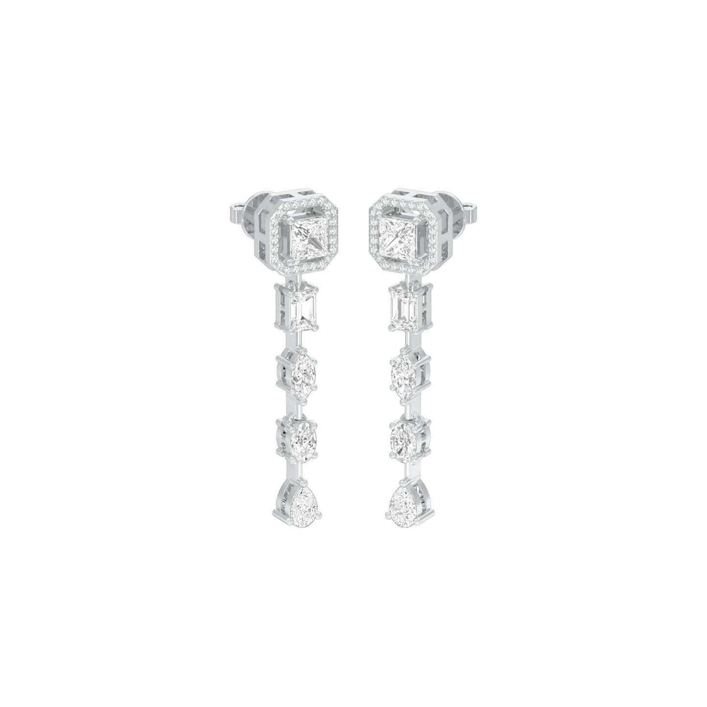Dewfall Diamond Drop Earrings 18 KT / White Gold